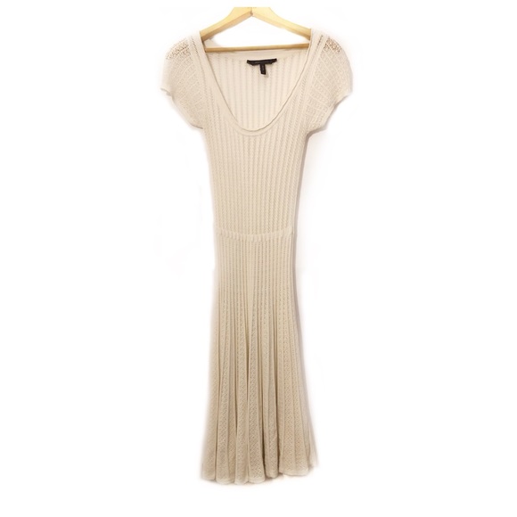 BCBGMaxAzria Knit Dress Cap Sleeve Crochet Sheer - Picture 2 of 8